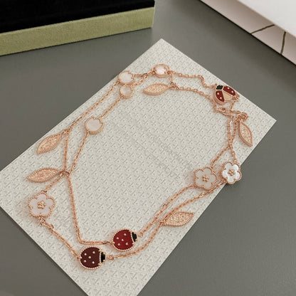 [Lucas Jewelry]LUCKY SPRING 15 MOTIFS ROSE GOLD NECKLACE