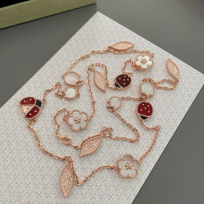 [Lucas Jewelry]LUCKY SPRING 15 MOTIFS ROSE GOLD NECKLACE