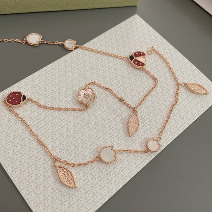 [Lucas Jewelry]LUCKY SPRING 15 MOTIFS ROSE GOLD NECKLACE