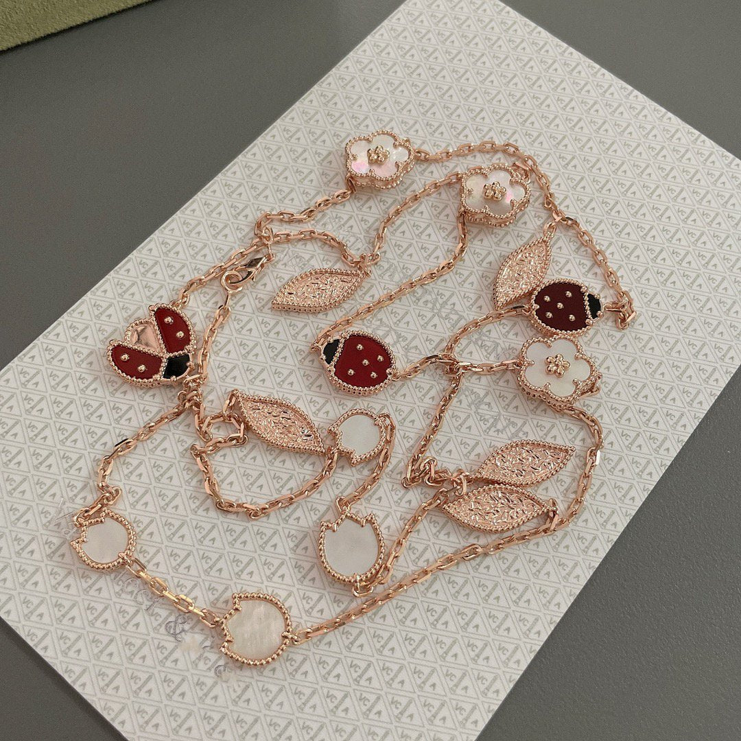 [Lucas Jewelry]LUCKY SPRING 15 MOTIFS ROSE GOLD NECKLACE