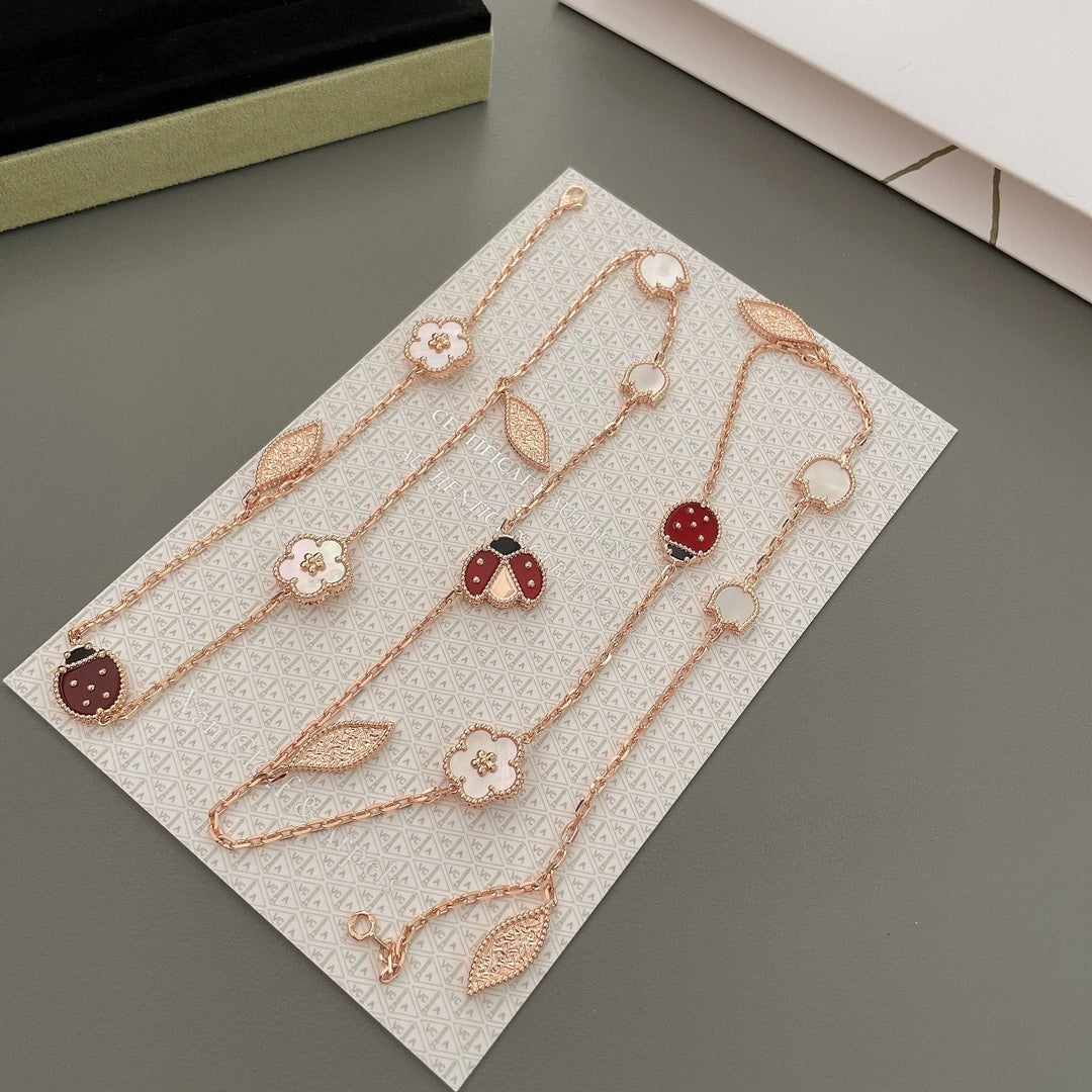 [Lucas Jewelry]LUCKY SPRING 15 MOTIFS ROSE GOLD NECKLACE