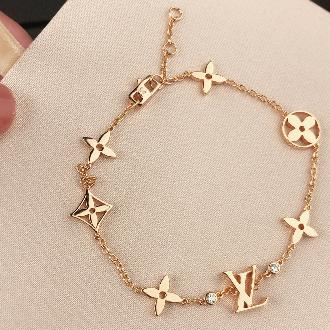 [Lucas Jewelry]STAR AND SUN 7 MOTIFS GOLD BRACELET