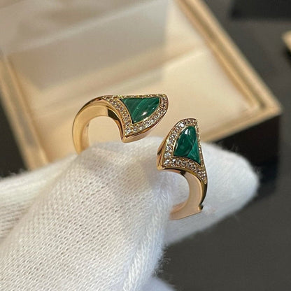 [Lucas Jewelry]DREAM MALACHITE DIAMOND OPEN RING