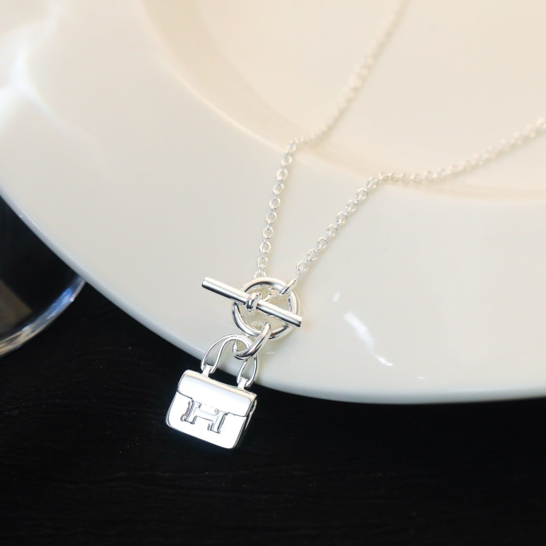 [Lucas Jewelry]POP H PEDANT SILVER NECKLACE