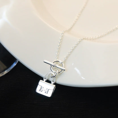 [Lucas Jewelry]POP H PEDANT SILVER NECKLACE