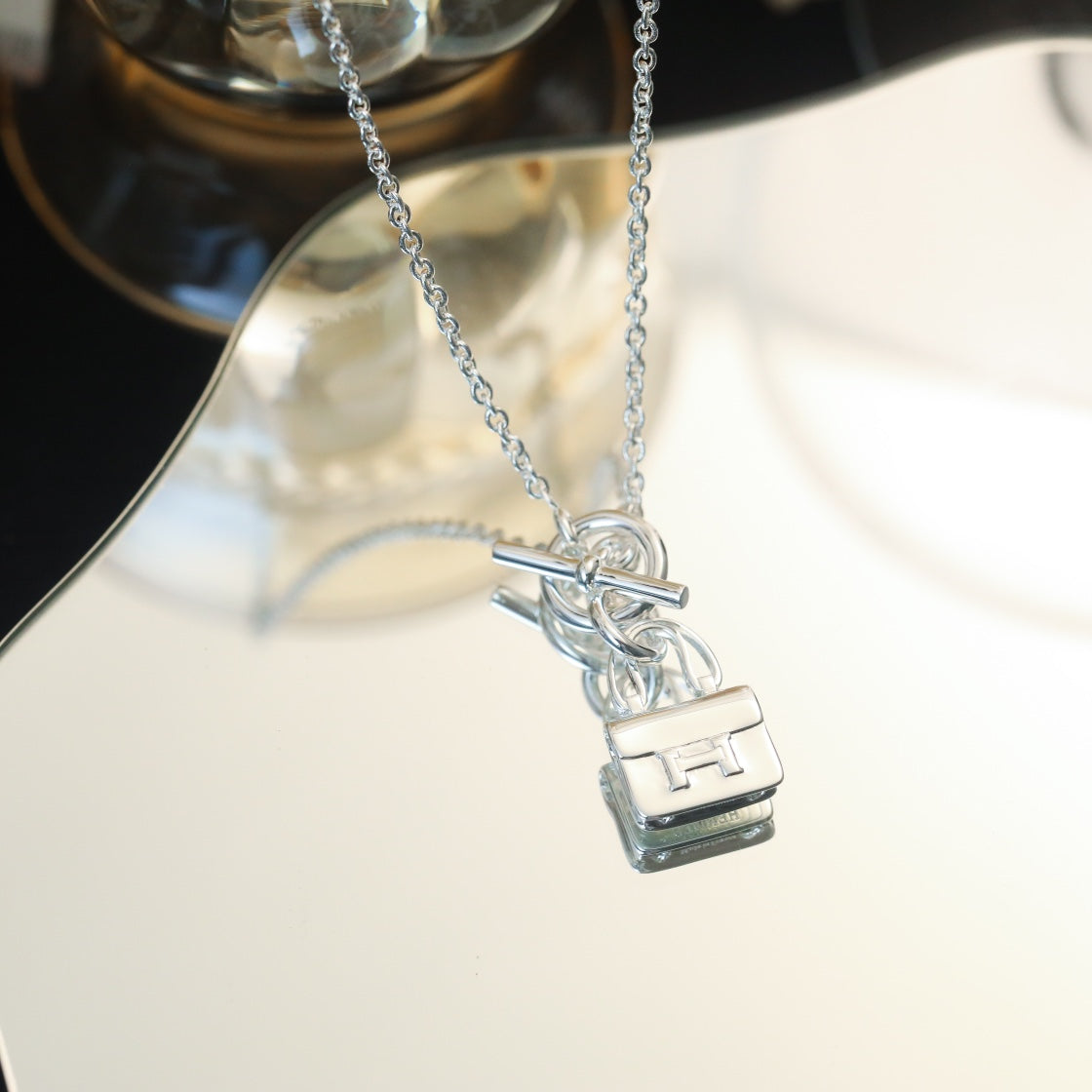 [Lucas Jewelry]POP H PEDANT SILVER NECKLACE