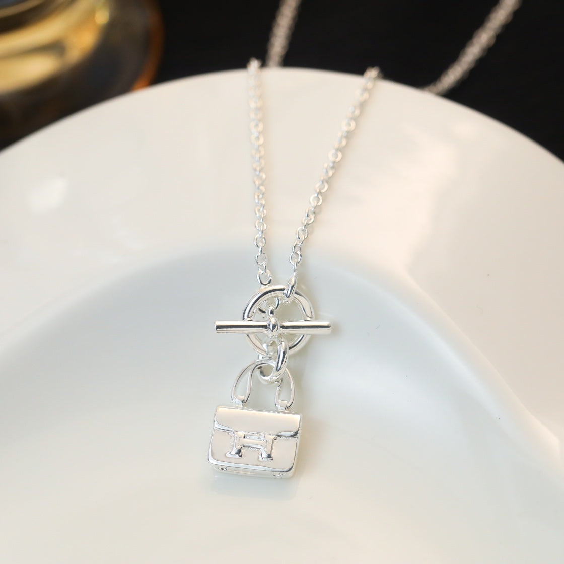 [Lucas Jewelry]POP H PEDANT SILVER NECKLACE