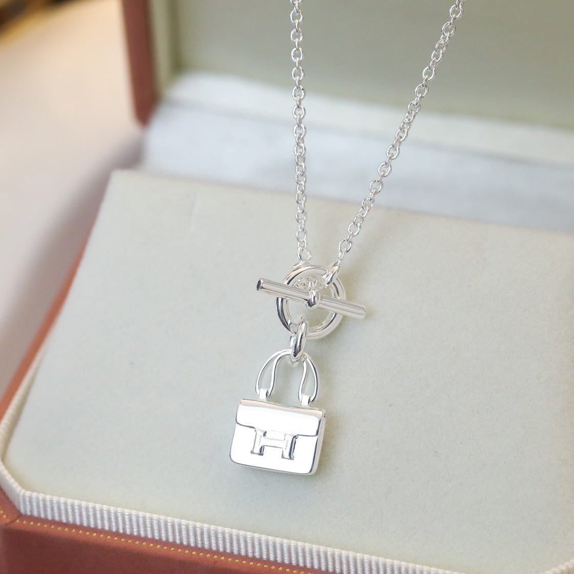 [Lucas Jewelry]POP H PEDANT SILVER NECKLACE