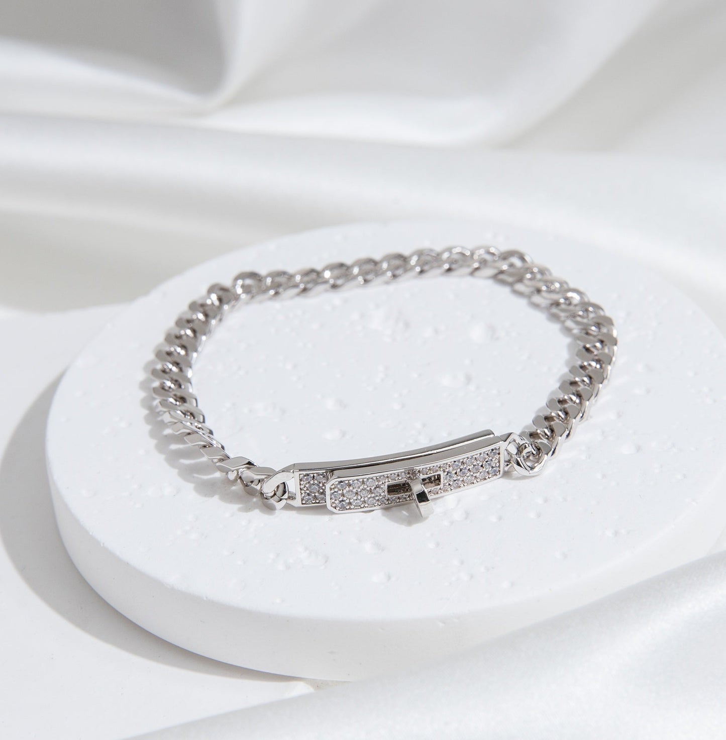 [Lucas Jewelry]KELLY CHAIN SILVER DIAMOND BRACELET