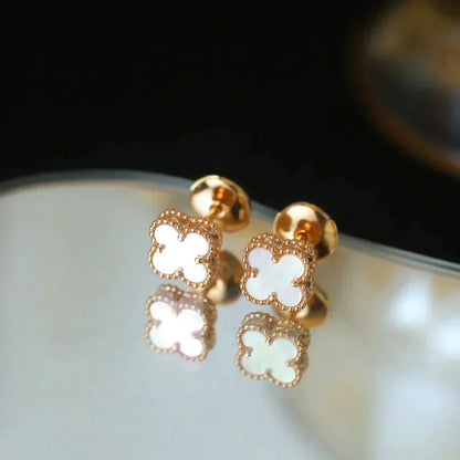 [Lucas Jewelry]CLOVER MINI 9.5MM WHITE MOP EARRINGS