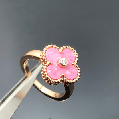 [Lucas Jewelry]CLOVER RHODONITE ROSE GOLD RING