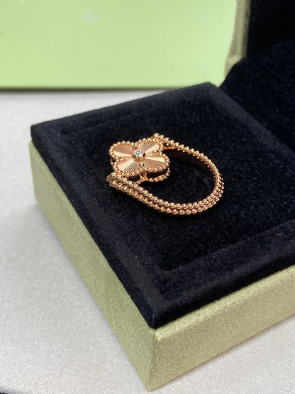 [Lucas Jewelry]CLOVER RIVERSIBLE ROSE GOLD RING