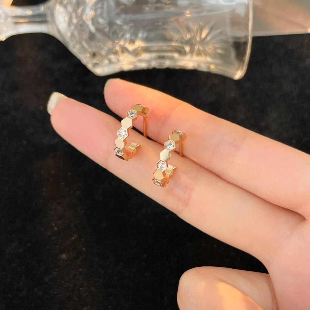 [Lucas Jewelry]BEE LOVE DIAMOND HOOP EARRINGS