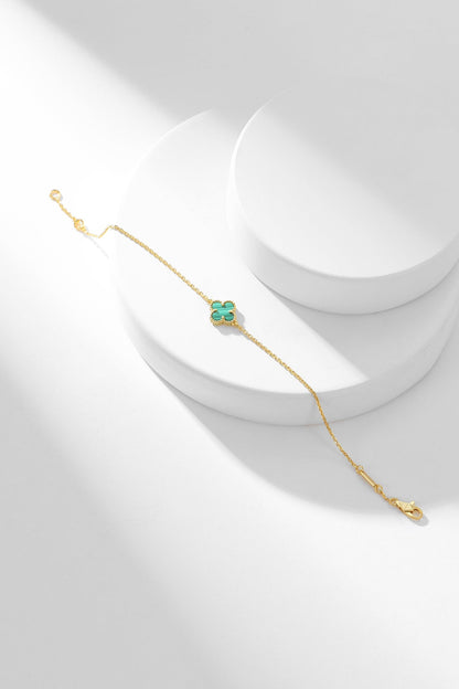 [Lucas Jewelry]CLOVER BRACELET MALACHITE 1 MOTIF