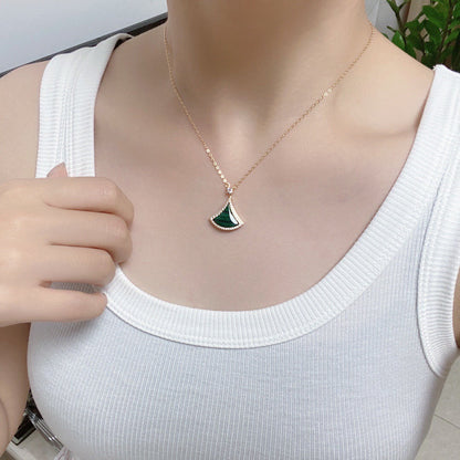 [Lucas Jewelry]DREAM MALACHITE DIAMOND PAVED PINK GOLD NECKLACE