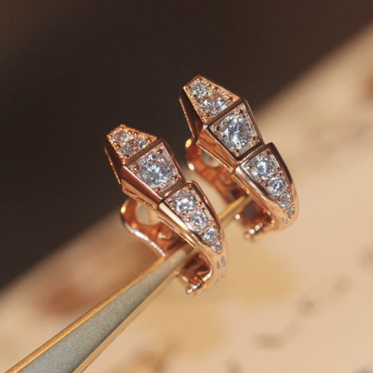 [Lucas Jewelry]SERPENT PINK GOLD DIAMOND EARRINGS