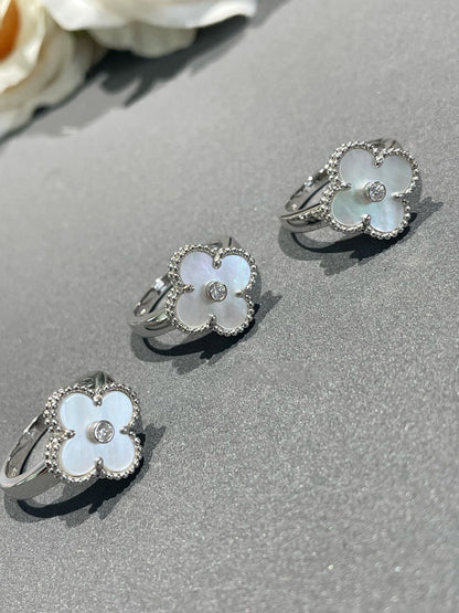 [Lucas Jewelry]CLOVER SILVER MOP DIAMOND RING