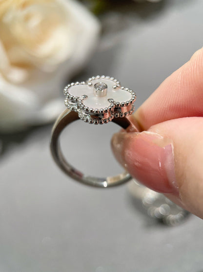 [Lucas Jewelry]CLOVER SILVER MOP DIAMOND RING