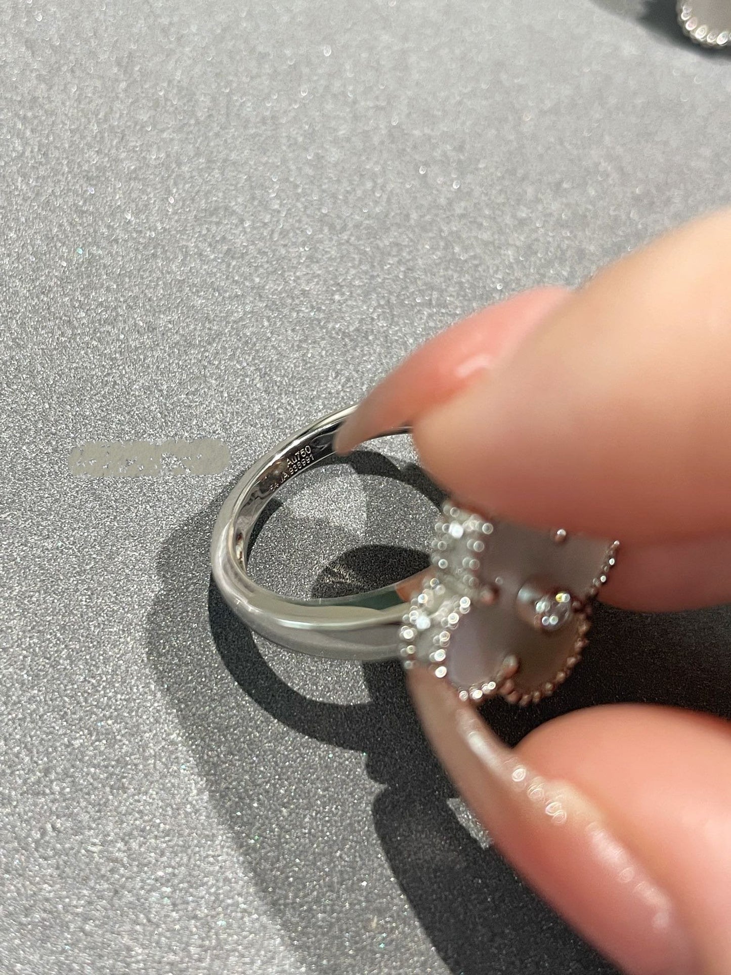 [Lucas Jewelry]CLOVER SILVER MOP DIAMOND RING