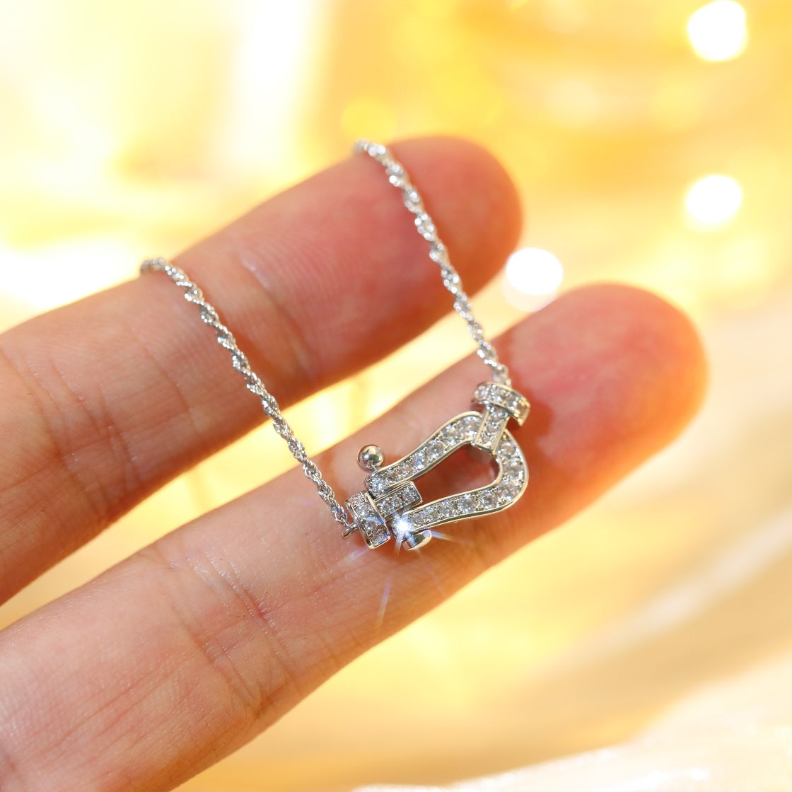 [Lucas Jewelry]FORCE 10 DIAMOND SILVER NECKLACE MINI MODEL