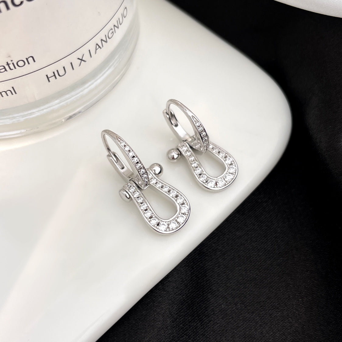 [Lucas Jewelry]FORCE 10 FULL DIAMOND DROP EARRINGS MEDIUM MODEL