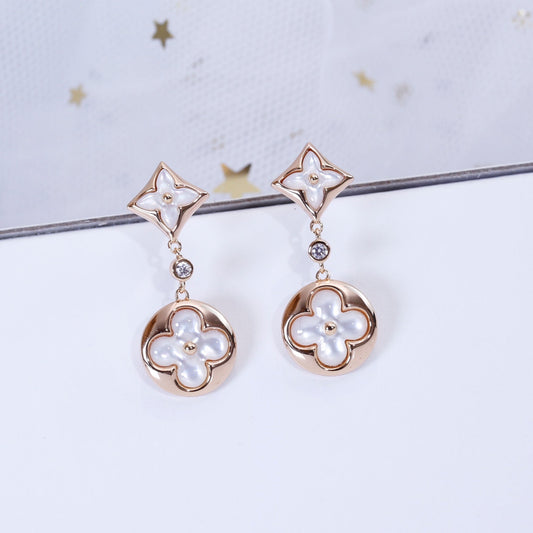 [Lucas Jewelry]STAR AND SUN PINK GOLD MOP DROP EARRINGS