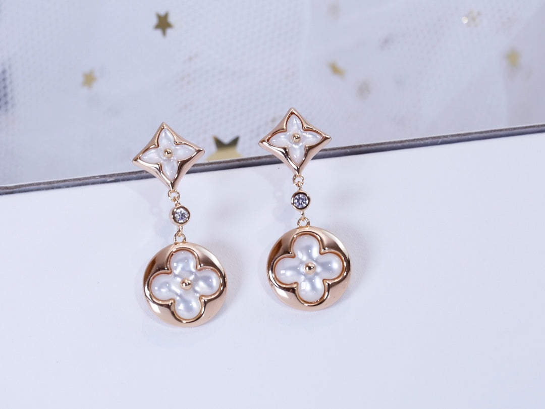 [Lucas Jewelry]STAR AND SUN PINK GOLD MOP DROP EARRINGS