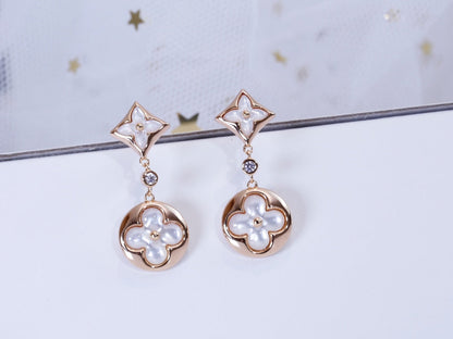 [Lucas Jewelry]STAR AND SUN PINK GOLD MOP DROP EARRINGS