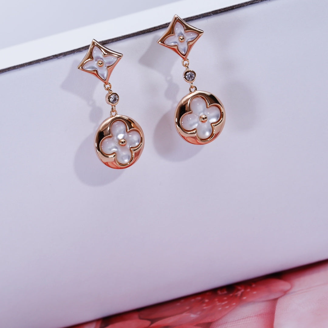 [Lucas Jewelry]STAR AND SUN PINK GOLD MOP DROP EARRINGS