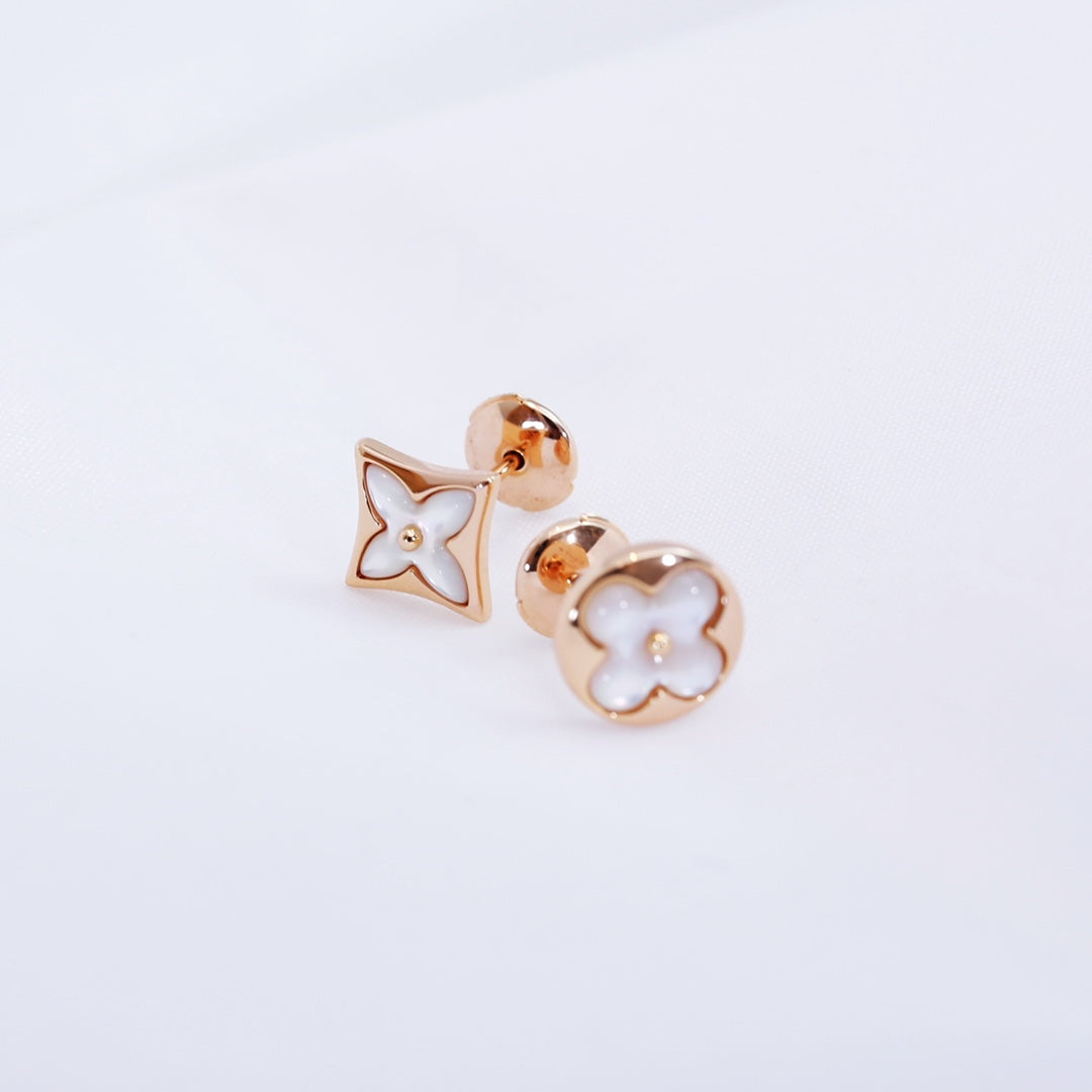 [Lucas Jewelry]STAR AND SUN PINK GOLD MOP STUD EARRINGS