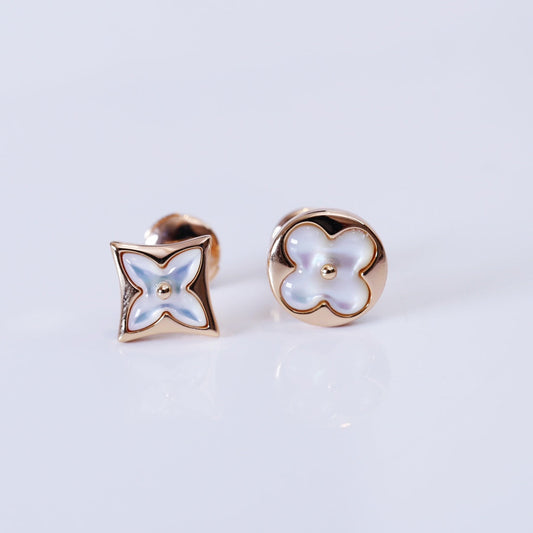 [Lucas Jewelry]STAR AND SUN PINK GOLD MOP STUD EARRINGS