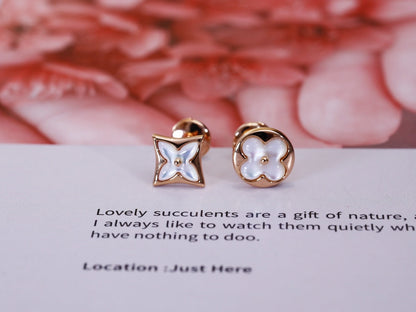 [Lucas Jewelry]STAR AND SUN PINK GOLD MOP STUD EARRINGS