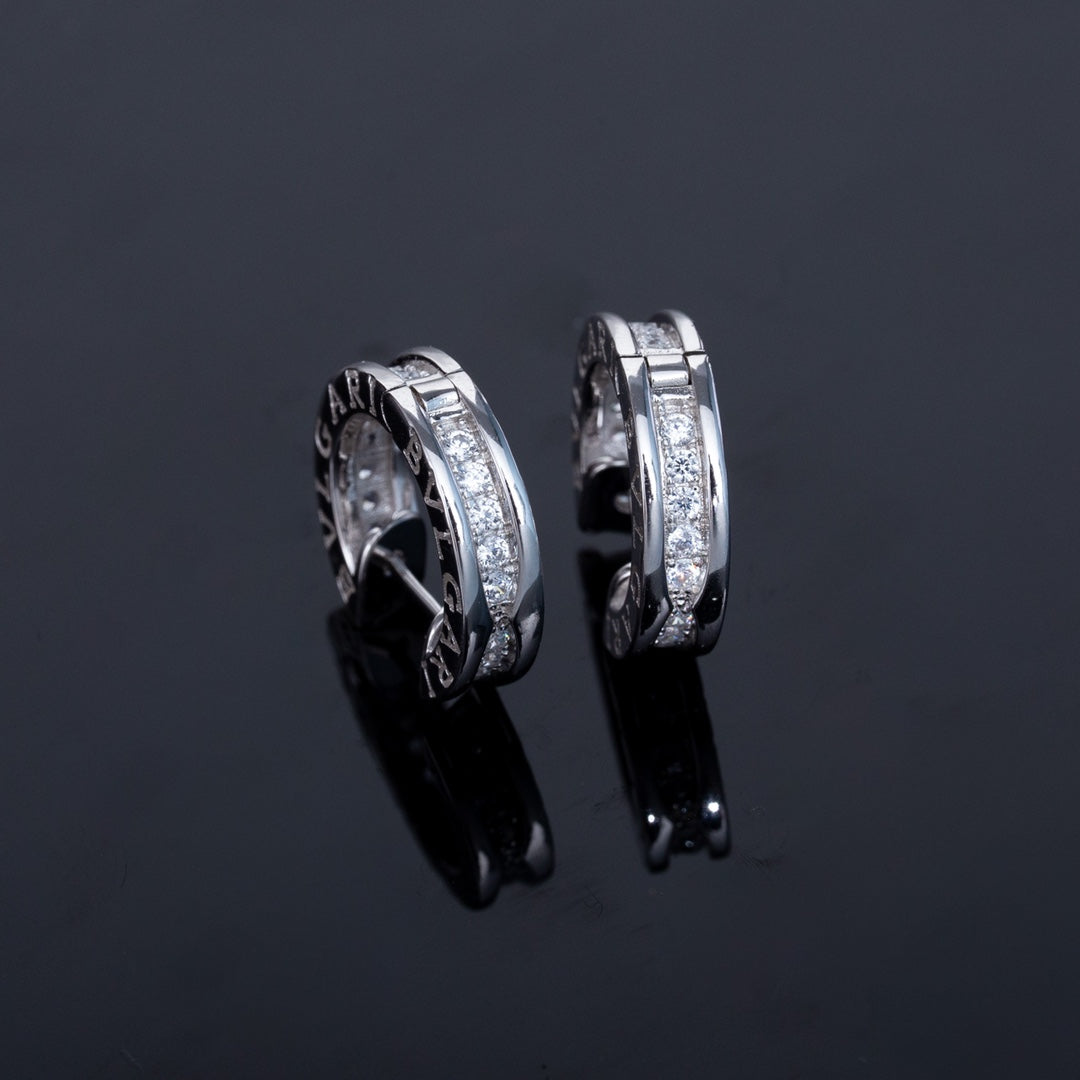 [Lucas Jewelry]ZERO 1 MINI SILVER DIAMOND EARRINGS