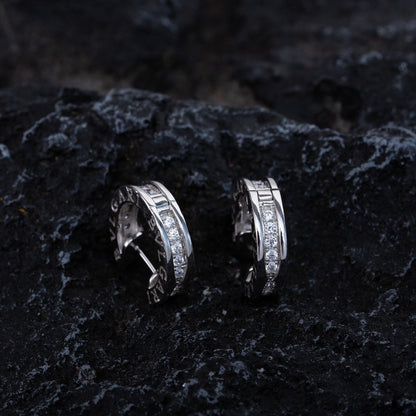 [Lucas Jewelry]ZERO 1 MINI SILVER DIAMOND EARRINGS