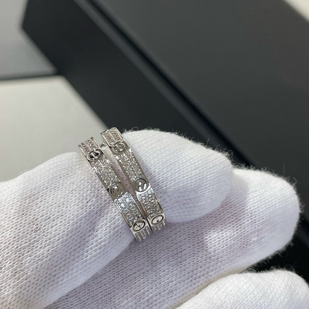 [Lucas Jewelry]LOVE DIAMOND SILVER HOOP EARRINGS