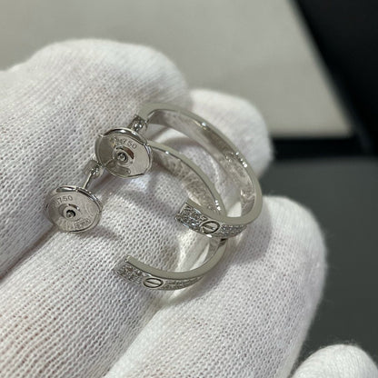 [Lucas Jewelry]LOVE DIAMOND SILVER HOOP EARRINGS