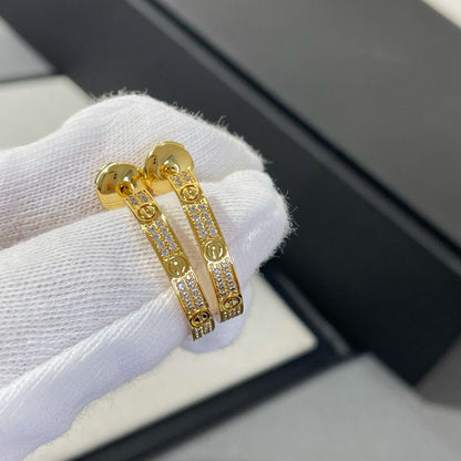 [Lucas Jewelry]LOVE DIAMOND GOLD HOOP EARRINGS