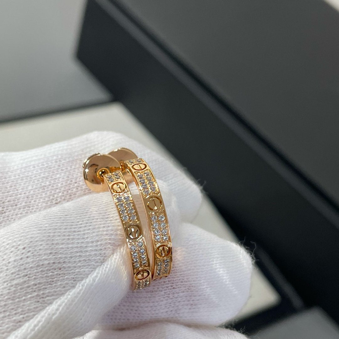 [Lucas Jewelry]LOVE DIAMOND PINK GOLD HOOP EARRINGS