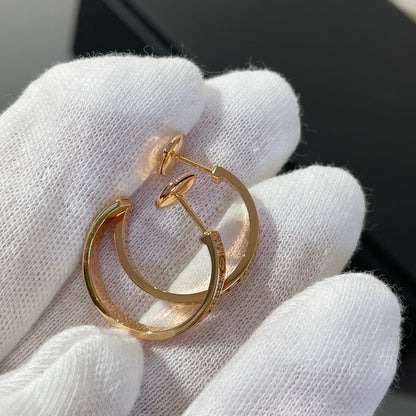 [Lucas Jewelry]LOVE DIAMOND PINK GOLD HOOP EARRINGS