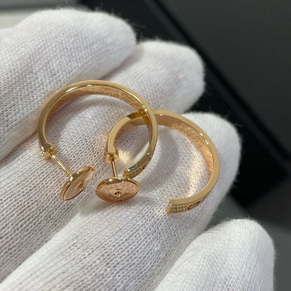 [Lucas Jewelry]LOVE DIAMOND PINK GOLD HOOP EARRINGS