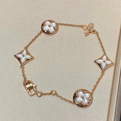 [Lucas Jewelry]STAR AND SUN 5 MOTIF MOP PINK GOLD BRACELET