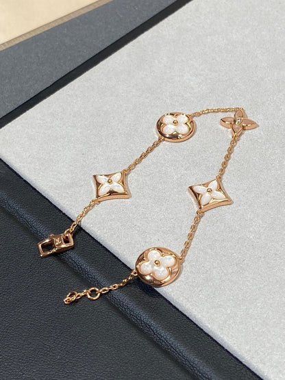 [Lucas Jewelry]STAR AND SUN 5 MOTIF MOP PINK GOLD BRACELET