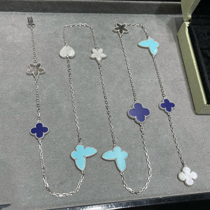 [Lucas Jewelry]LUCKY CLOVER SILVER 11 MOTIF NECKLACE