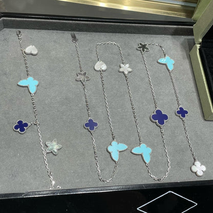 [Lucas Jewelry]LUCKY CLOVER SILVER 11 MOTIF NECKLACE