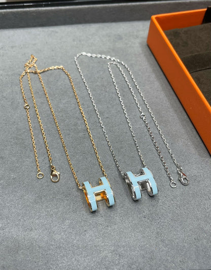 [Lucas Jewelry]POP H SKY BLUE NECKLACE