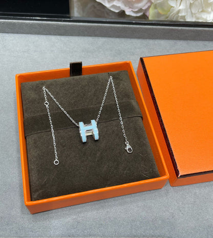 [Lucas Jewelry]POP H SKY BLUE NECKLACE