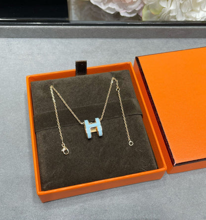 [Lucas Jewelry]POP H SKY BLUE NECKLACE