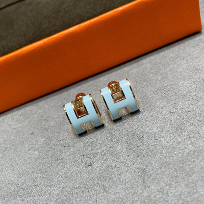 [Lucas Jewelry]POP H SKY BLUE STUD EARRINGS