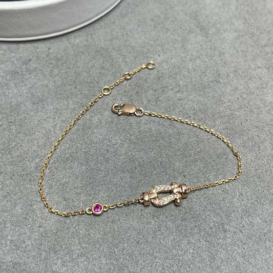 [Lucas Jewelry]FORCE 10 DIAMOND CHAIN LINK PINK GOLD BRACELET