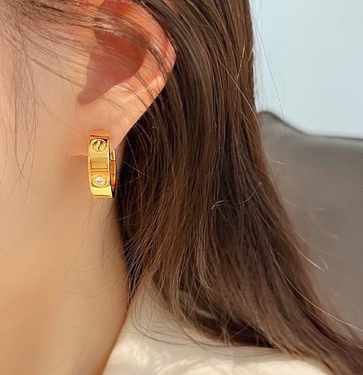 [Lucas Jewelry]LOVE 5.5MM 1 DIAMOND EARRINGS